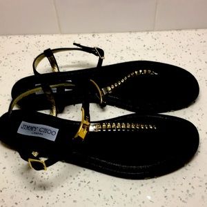 Jimmy CHOO flat crystal thong sandals.